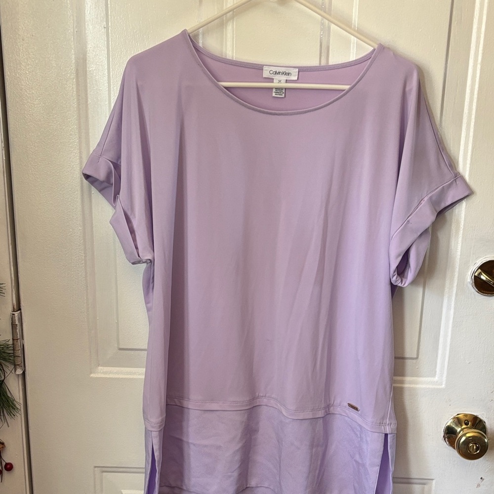 Calvin Klein Women's Light Purple Short Sleeve Top